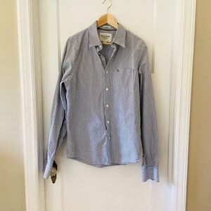 Abercrombie & Fitch Men Muscle 100% Cotton Shirt Gray Striped Sz XXL Moose Logo
